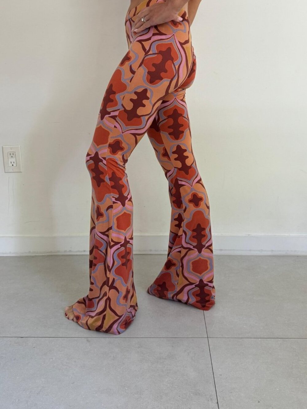 Free People 70s Print Flare Pants Size XS
